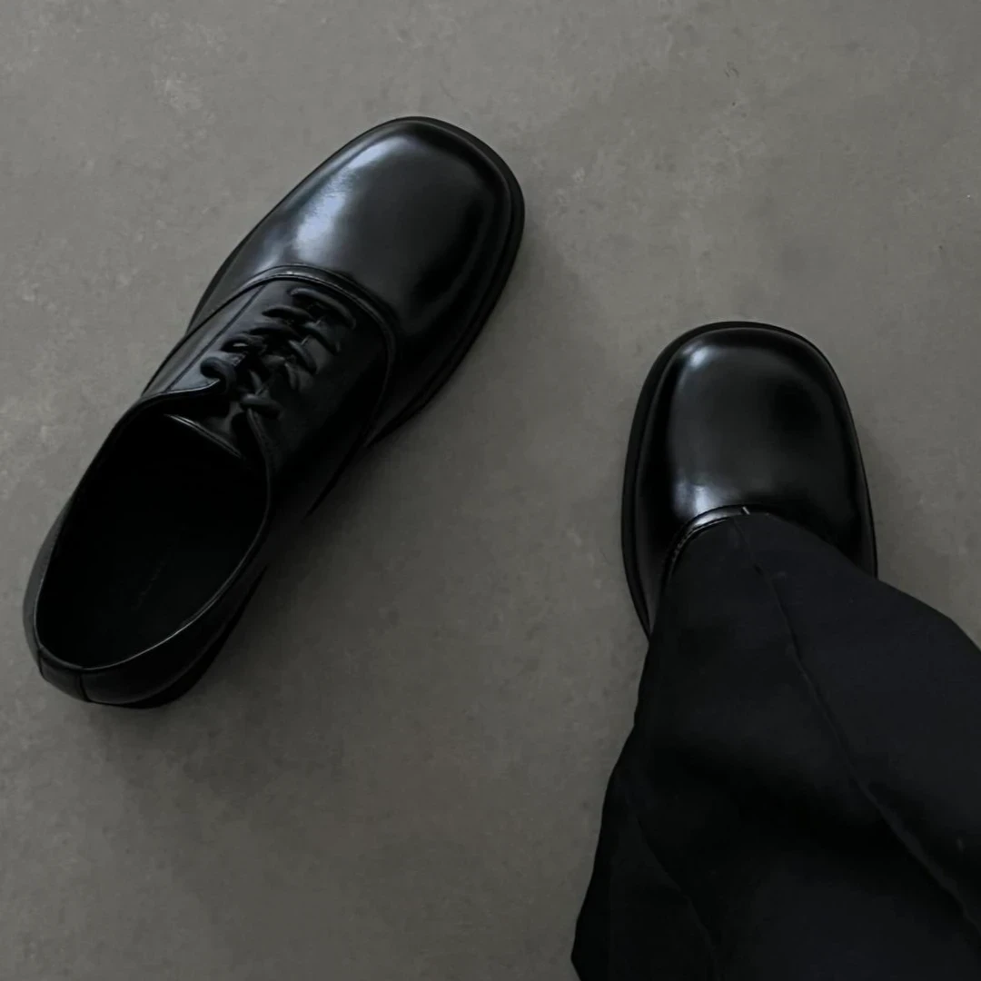 方头德比鞋男款厚底增高冬季商务正装英伦休闲乐福鞋情侣通勤皮鞋