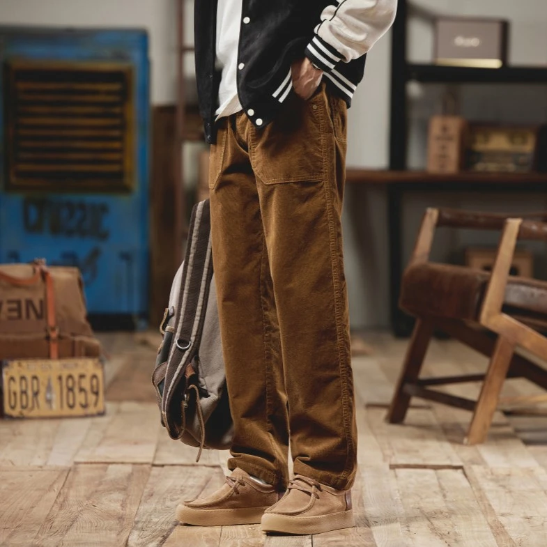 6825秋季新款长裤直筒裤子男士阔腿裤休闲裤工装裤百搭男士休闲裤