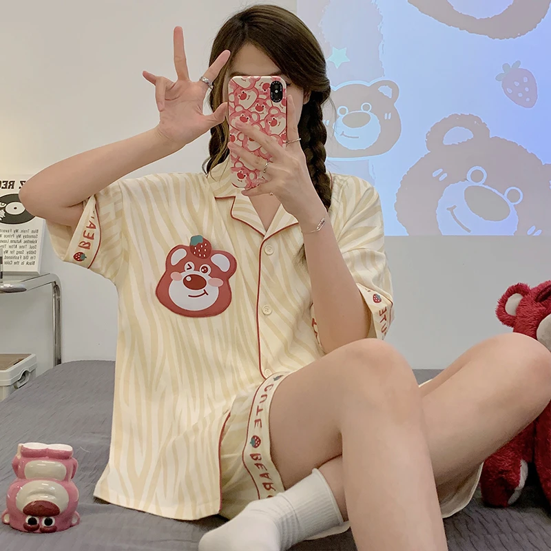 日系少女睡衣女夏季网红爆款2024新款套餐高级感短袖可外出家居服