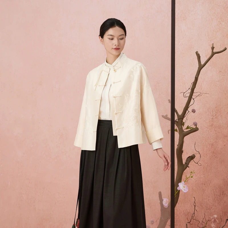 韦小宝24年秋新款丝毛外套中式一字扣女2431114126