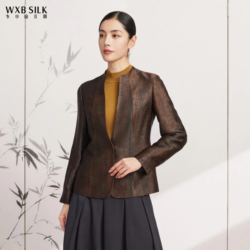 韦小宝香云纱春外套修身长袖气质桑蚕丝小衫女2311114374