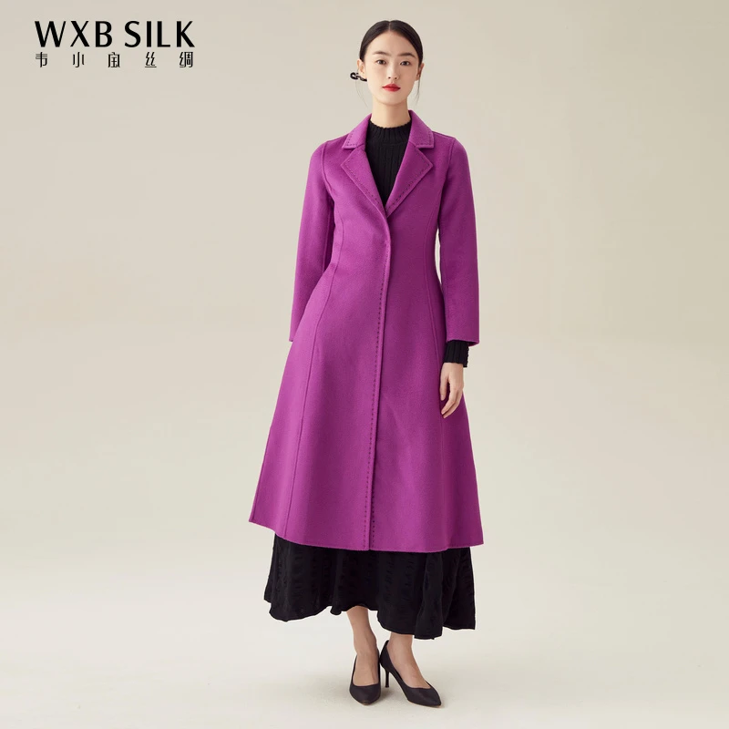 韦小宝秋冬紫色中长款外套女2041111008