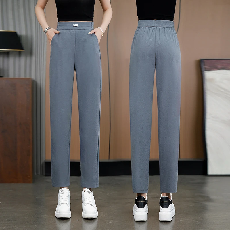 冰丝速干运动裤女夏季薄款2024新款夏天宽松束脚九分休闲防晒裤子