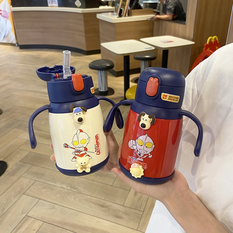 奥特曼儿童保温杯男孩婴幼儿冲奶粉带手柄学饮杯316食品级吸管杯