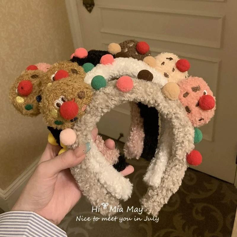 网红新款秋冬毛绒发箍卡通可爱小丑洗脸发卡敷面膜化妆头饰甜美