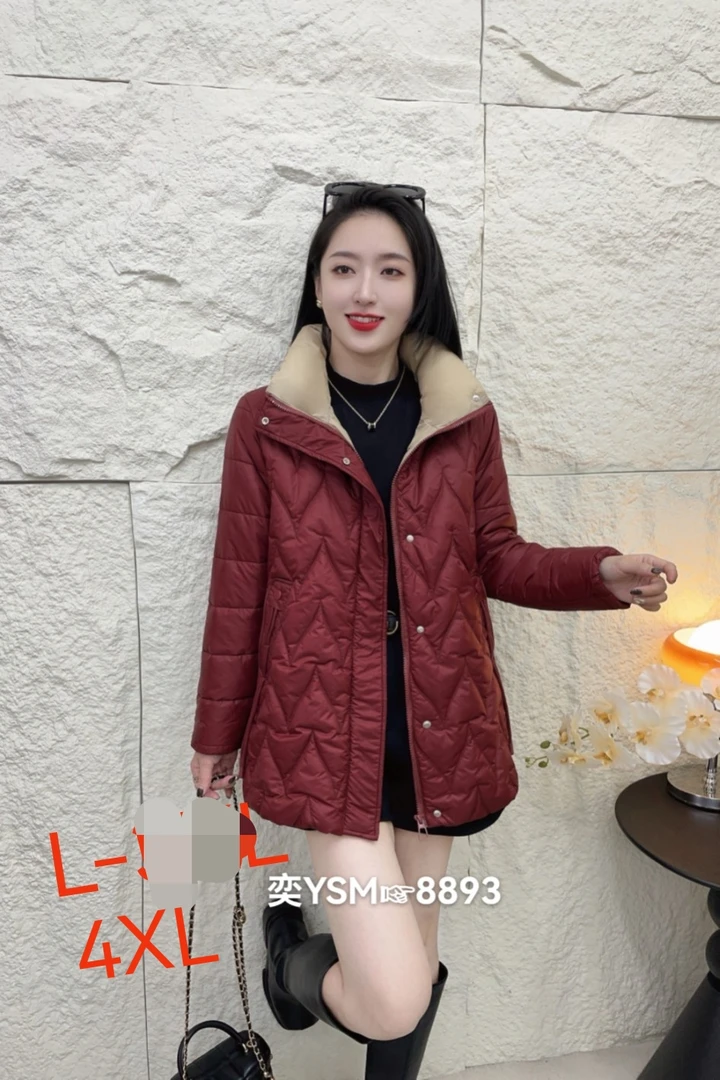 百花果冬季新款加厚保暖中长款夹棉外套收腰女士显瘦休闲时尚