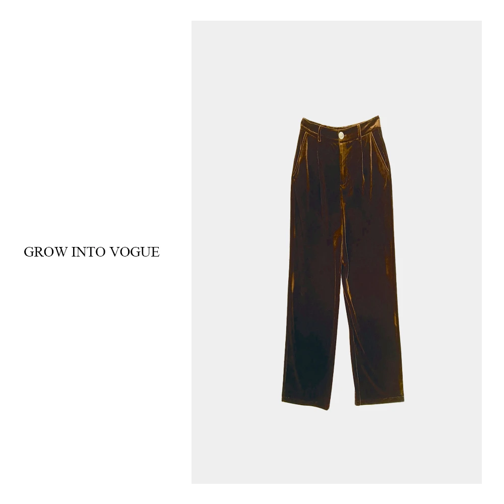 【小余】丝绒百搭直筒裤 23855009