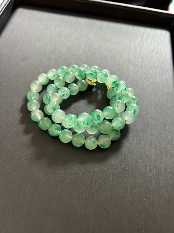 天然非洲翠冰飘花大尺寸项链