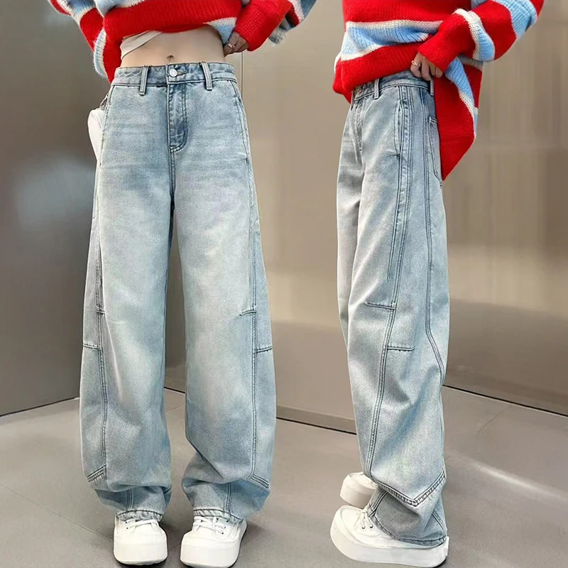 Aimeerosa/艾洛莎红人上新春季百搭弯刀牛仔裤2025新款阔腿拖地裤