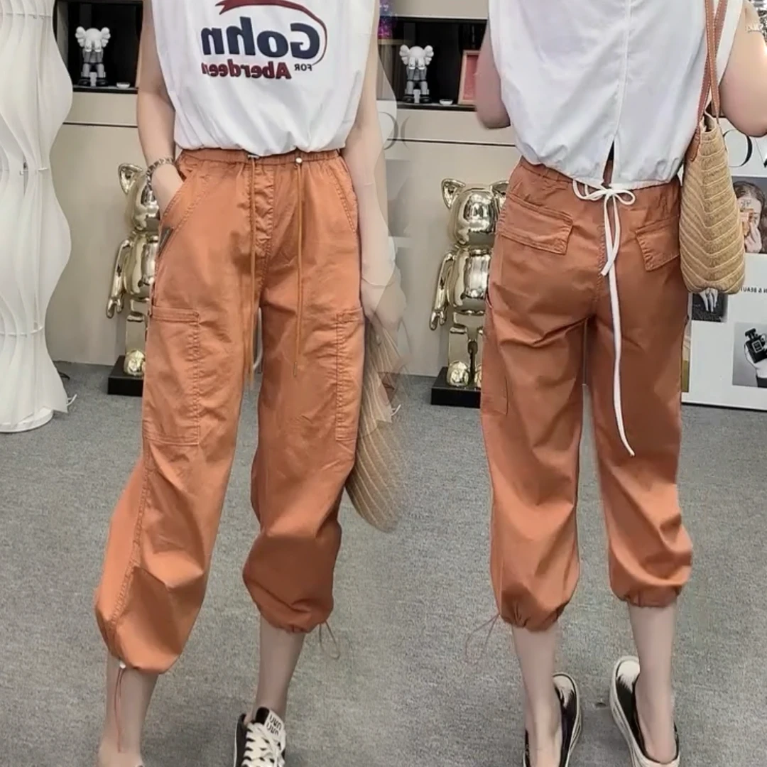 Aimeerosa/艾洛莎洋气百搭显瘦束脚裤2024年薄款女韩式休闲工装裤