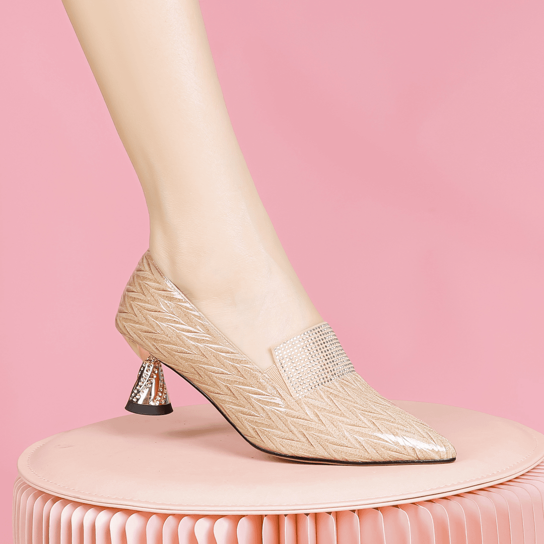 尖头粗跟单鞋2024夏季新款女配裙子气质百搭时尚洋气中跟单鞋272