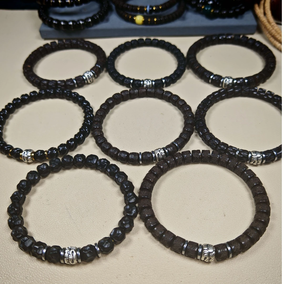 印尼原生态椰蒂手串 原生态 黑金 椰嘎 老型 直切