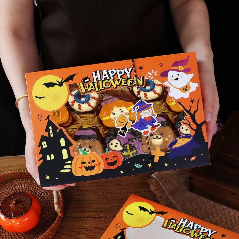 网红happy万圣节糖霜饼干包装盒手工迷你kitty马卡龙礼盒装伴手礼