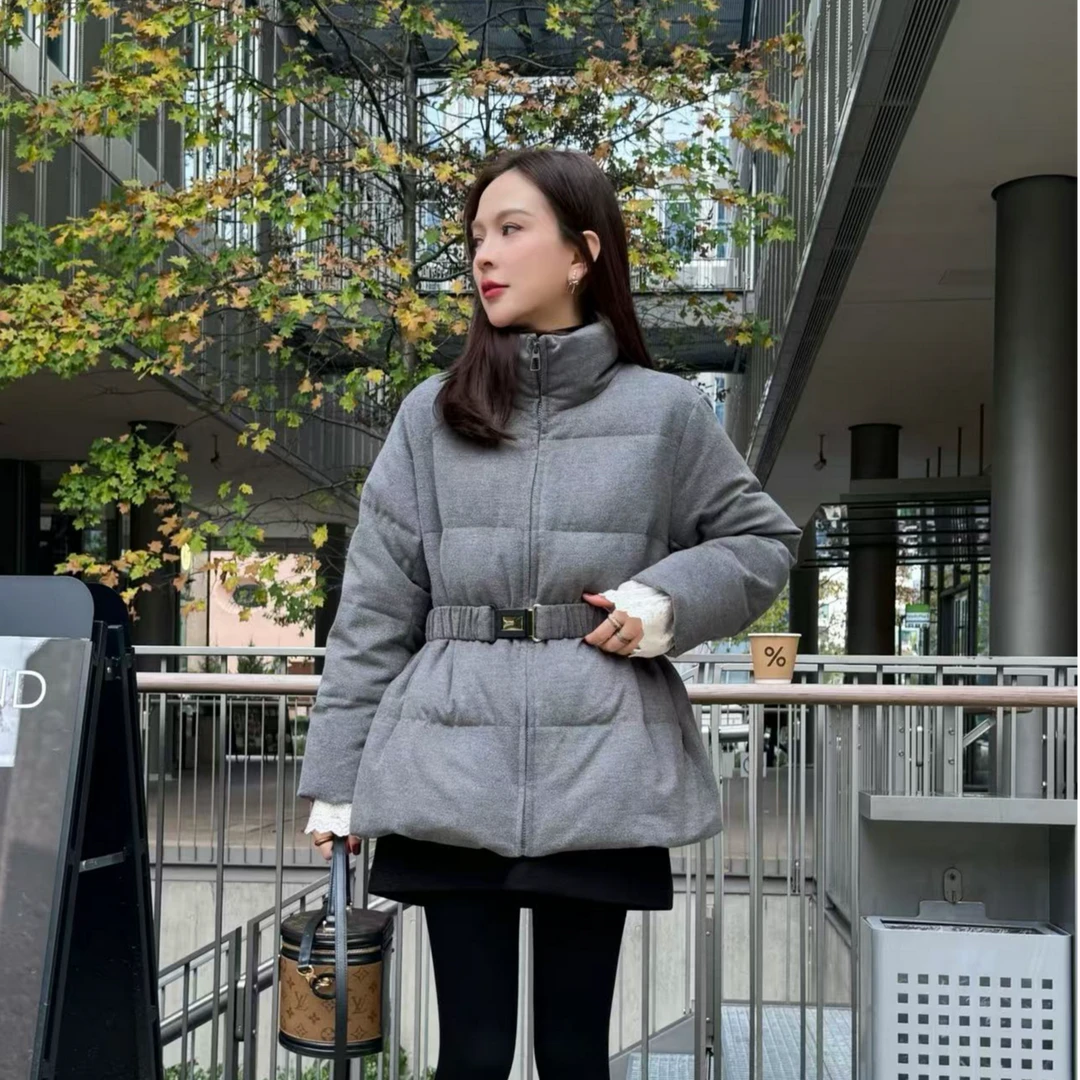 【可可专属】小蛮腰90白鸭绒灰羊毛羽绒服保暖