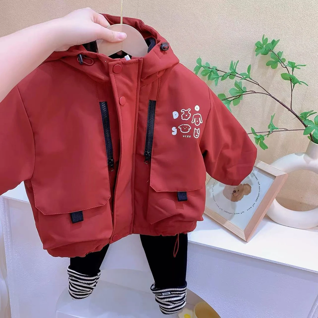 女童红色卡通夹棉三合一外套（YX-258551-冬A）