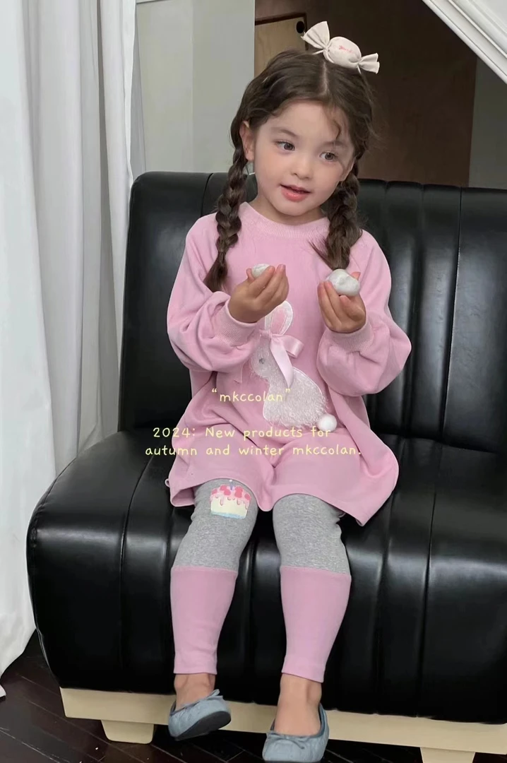 秋季新品-女童粉色卡通卫衣裙（MK-7111）