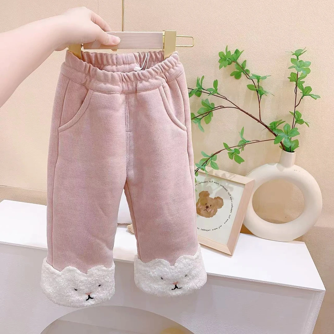 女童粉色卡通800克厚绒休闲裤（YX-256328-冬A）
