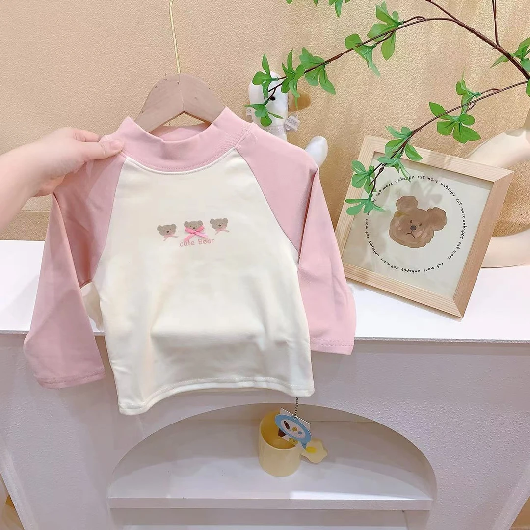 女童粉色卡通加厚打底衫（XM-8065-冬）