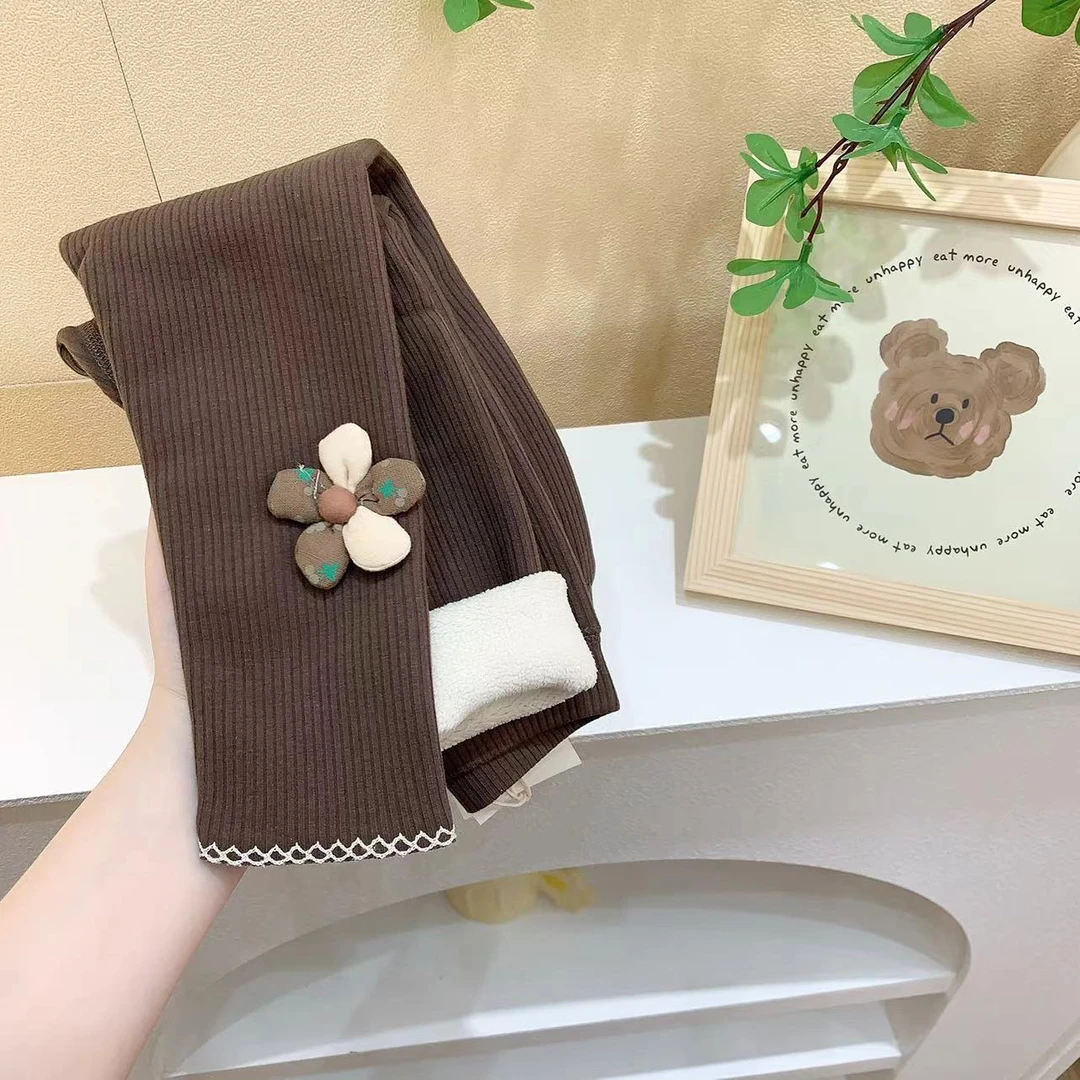 女童咖色福利款一体绒加绒打底裤（DRYT-3516-冬）