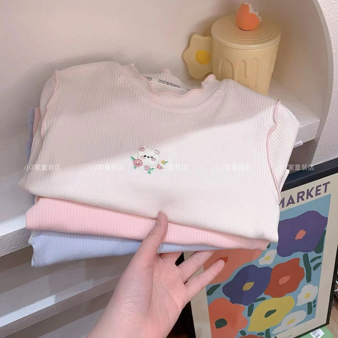 春季新品-女童刺绣兔子花朵打底衫（ML-252016）