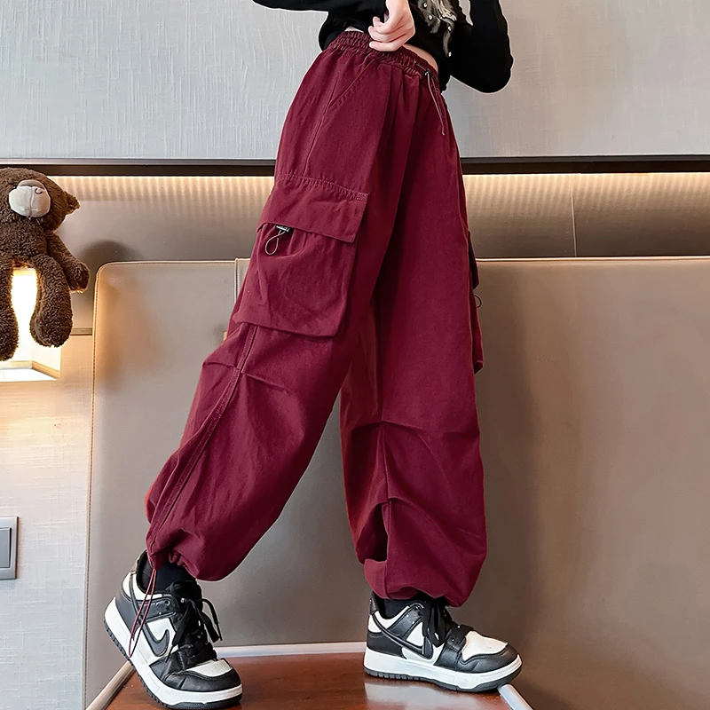 女童裤子2024春秋新款女大童洋气时髦中大童儿童春秋季宽松休闲裤