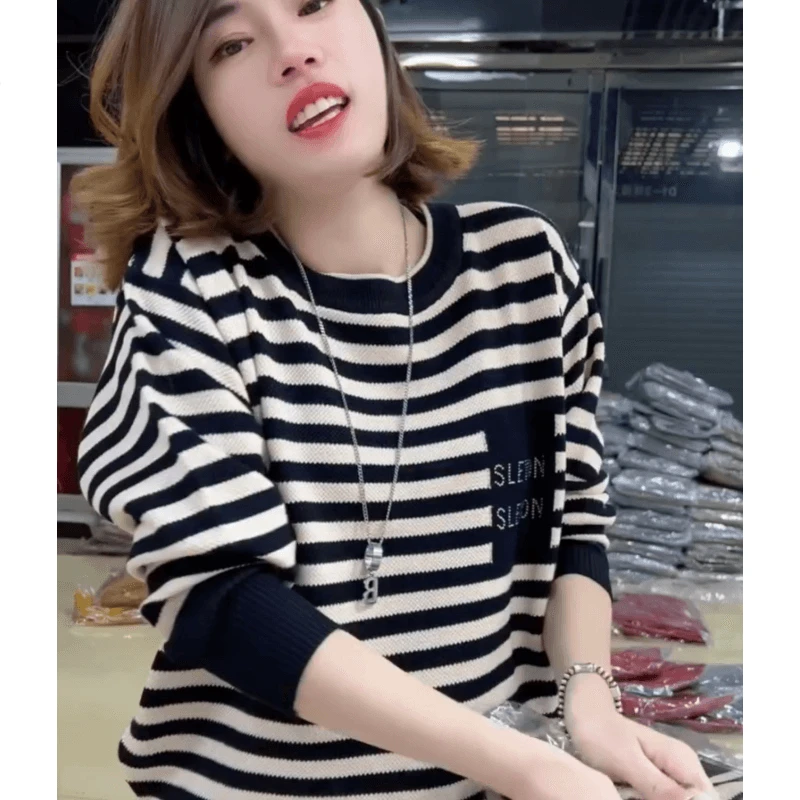时尚外穿低圆领薄款遮肉针织衫上衣洋气质中年妈妈欧货宽松打底衫