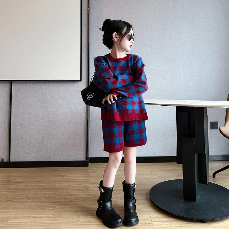 女童春秋穿搭毛衣2025新款儿童洋气时髦女孩宝宝高级学生针织套装