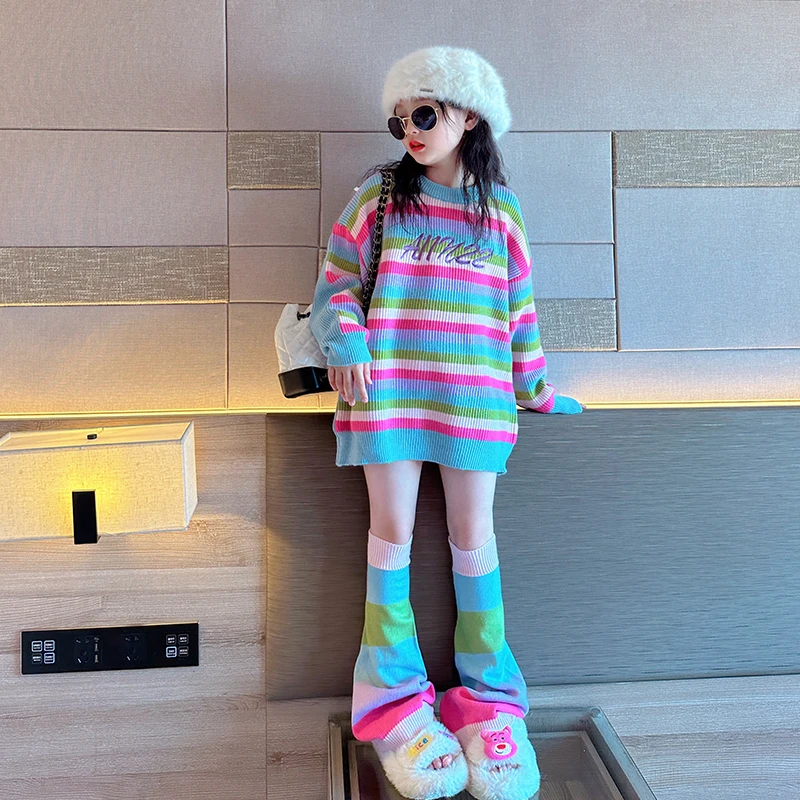 女童长袖t恤2024新款秋季儿童韩版洋气上衣女大童秋冬时髦打底衫