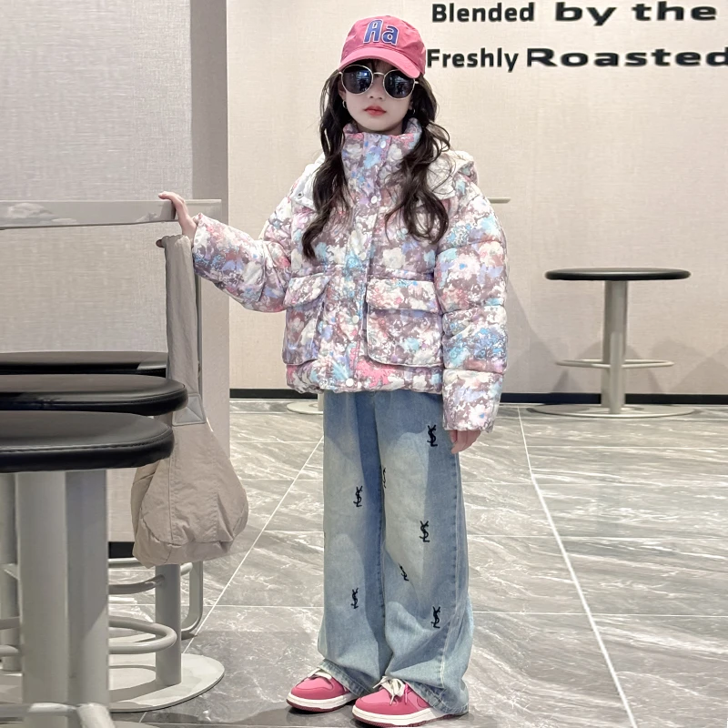 女童韩版洋气棉服冬季2024新款女孩大童冬装加厚保暖棉衣儿童外套