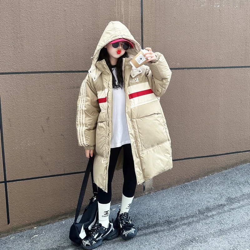 女童羽绒服冬季2025新款洋气儿童白鸭绒大童冬装加厚中长款外套潮