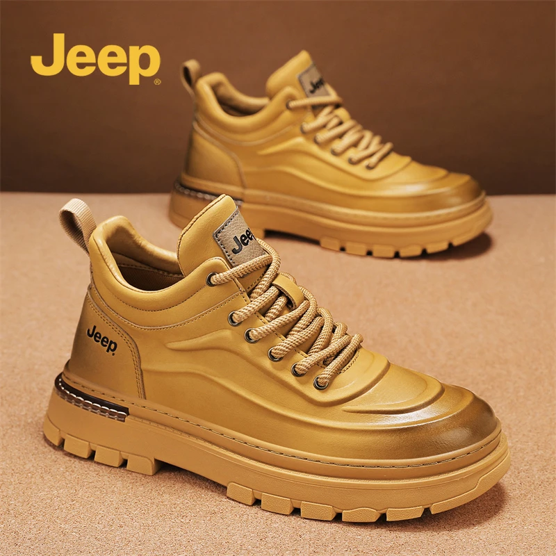 JEEP吉普男鞋秋季新款户外休闲鞋防滑耐磨马丁靴时尚百搭老爹鞋