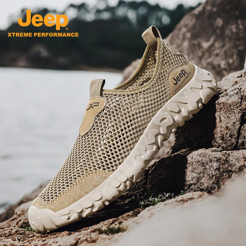 JEEP2024吉普夏季新款涉水鞋网面轻便透气一脚蹬软底防滑时尚男鞋
