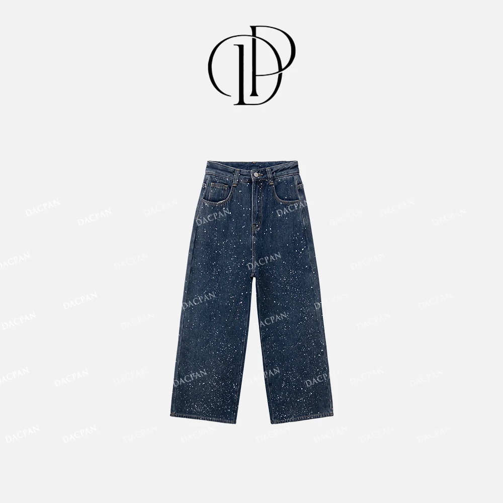 DACPAN-“星火派对”加绒烫钻喷漆阔腿牛仔裤2024/盼•PP 1571