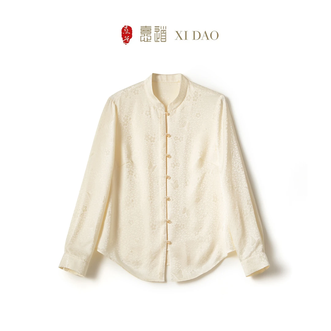 【沐月】桑蚕丝真丝全罗新中式衬衫春夏衬衣女国风长袖上衣日常通勤