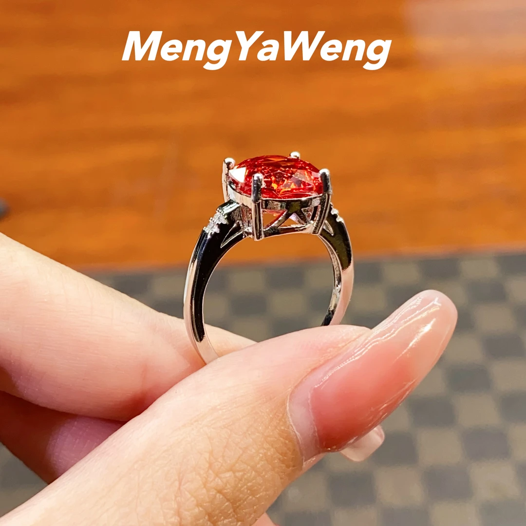 戒指 【k3233】圆形冰莓玫瑰橘红色镶嵌【橘色情缘】