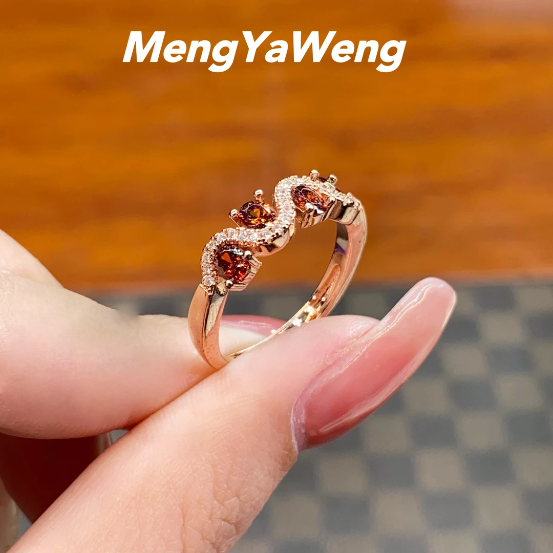 新品戒指 【k3192】橘红色人工宝鸽子蛋排戒【花藤】