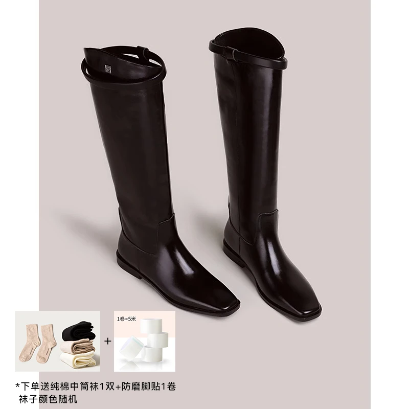 【星儿专属】大长腿~低跟高筒骑士靴不过膝厚底长靴子