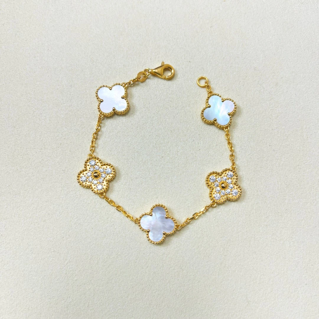 云珑珠宝甄选 足金999 莫桑白五花手链