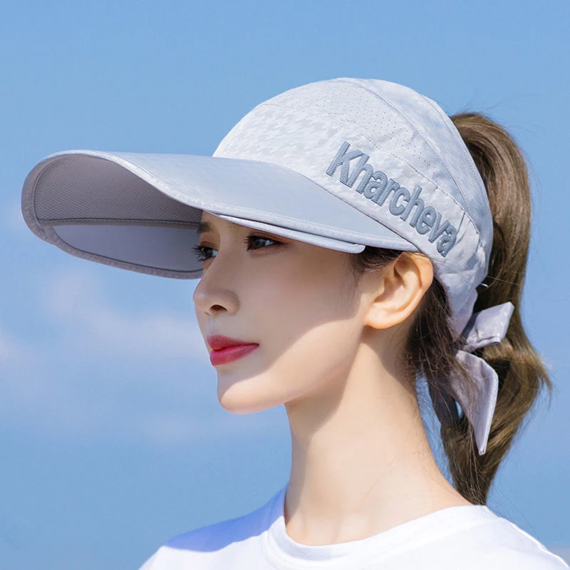 太阳帽女夏天遮脸防紫外线韩版百搭户外出游骑车帽遮阳帽女防晒帽