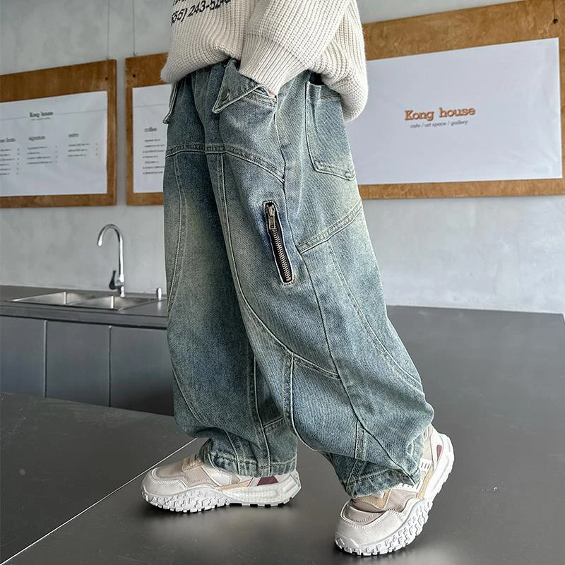 男童牛仔裤春秋款工装裤子儿童春装2025新款中大童秋季童装潮男孩