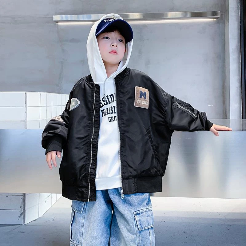 男大童秋装美式机车棒球服外套2025新款儿童男孩秋装痞帅夹克潮