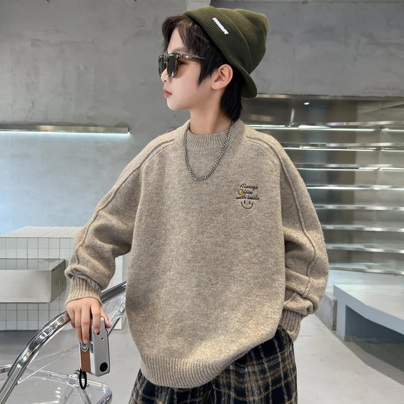 儿童装男童冬装加厚针织毛衣2025新款秋冬款中大童冬季加厚打底衫