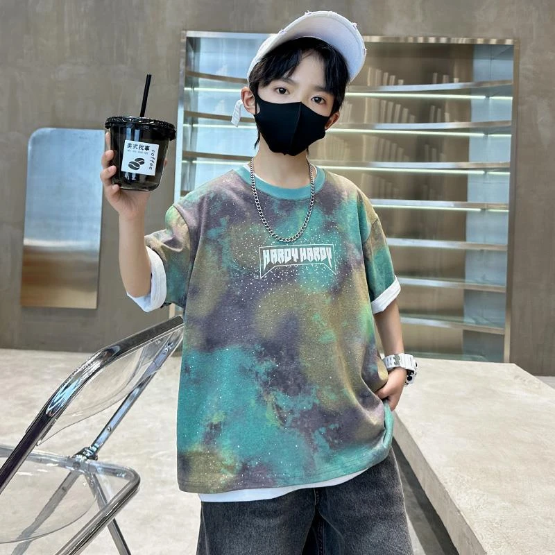 儿童装男童夏装短袖T恤2025新款中大童夏季男孩夏款速干上衣T恤