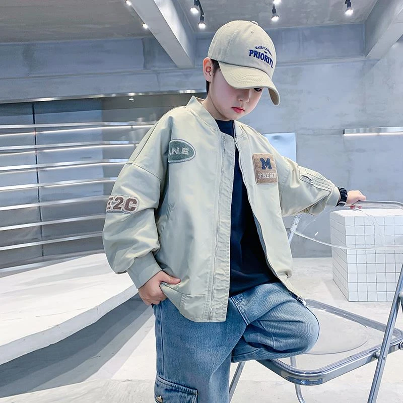 男大童秋装机车棒球服外套2025新款儿童男孩春秋季酷帅工装夹克潮