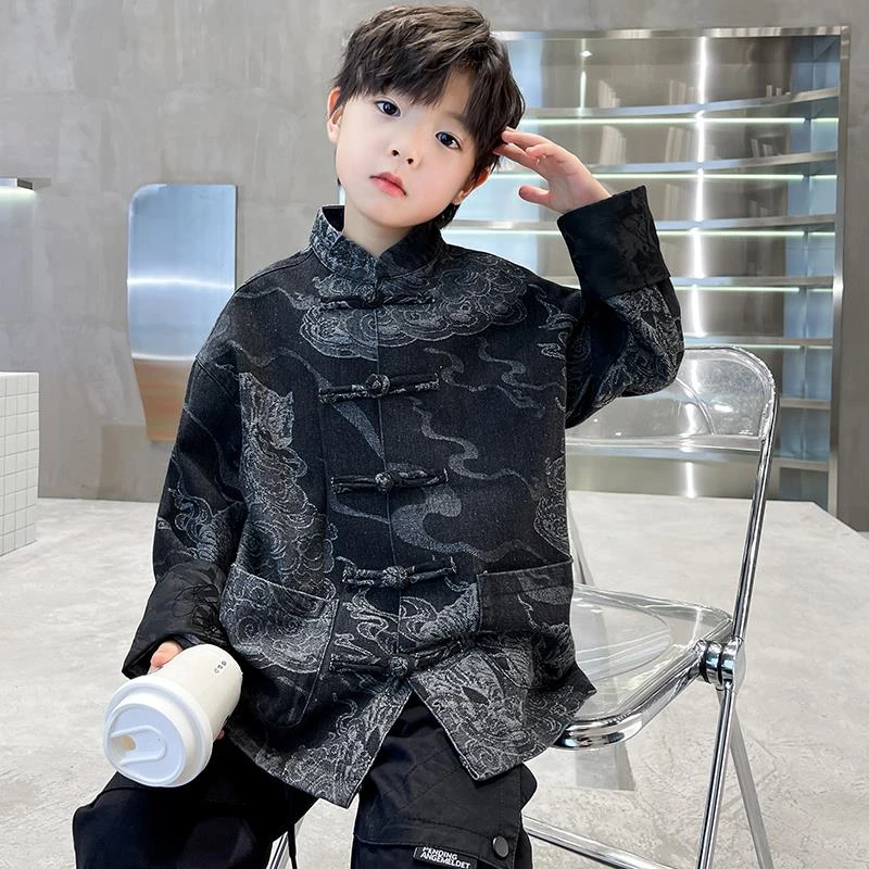 男童唐装汉服春秋外套2025新款儿童春秋款中国风男孩春季中式古装