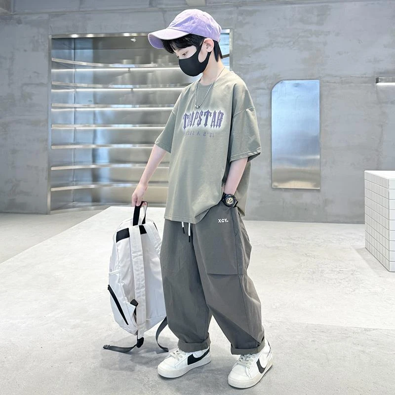 男童夏装短袖套装2025新款中大童装夏季男孩运动韩版洋气休闲潮流