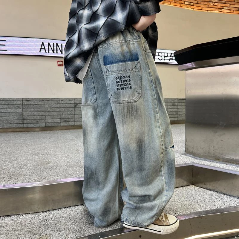 儿童装男童秋装裤子2025新款长裤秋季中大童男孩春秋款休闲牛仔裤