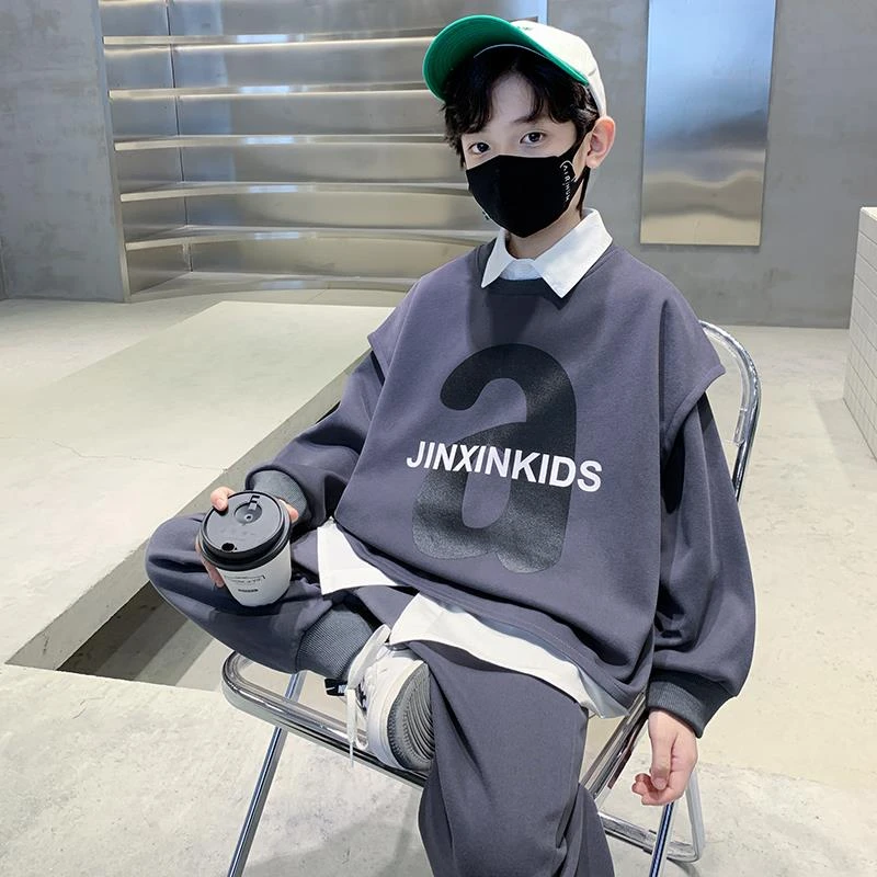 男童秋装套装2025新款男孩中大儿童春秋款痞帅气时髦运动三件套潮