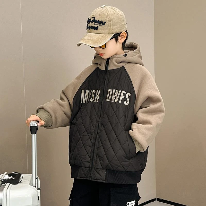 男童加厚外套秋冬款2025新款儿童冬装夹棉二棉衣服炸街洋气潮男孩