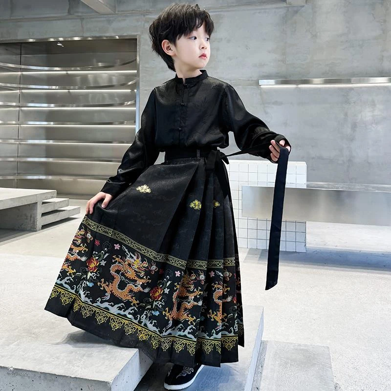 男童唐装中式国风夏装2025新款马面裙儿童女童古装汉服古风夏季薄